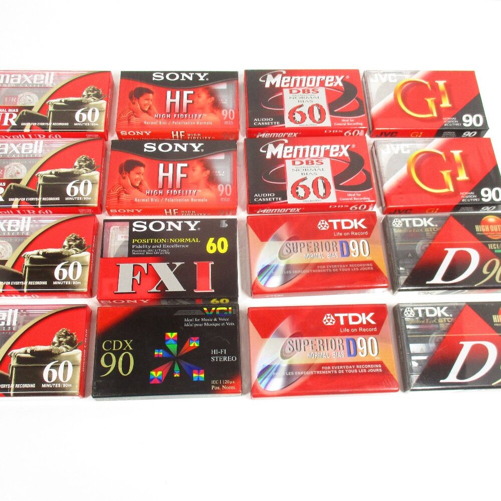 17 NEW Blank Media Audio Cassette Tapes SEALED, TDK, Sony, JVC, Memorex, Maxell